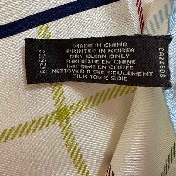 Vtg COACH 100% Silk Scarf Tattersall Plaid 21" x 21" Signature COACH Logo EVC - Picture 5 of 5